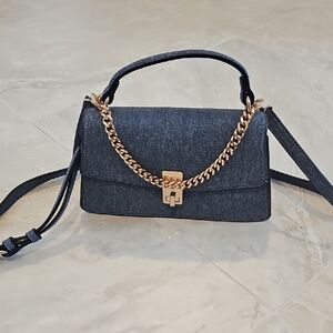 Aldo Denim Crossbody Bag with Gold Chain